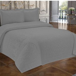 3 Parça Çift Kişilik Yatak Örtüsü Royal Gri