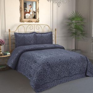 3 Parça Çift Kişilik Yatak Örtüsü Royal İndigo