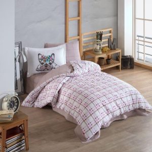 Tek Kişilik Poplin Nev Takımı Monart Pembe