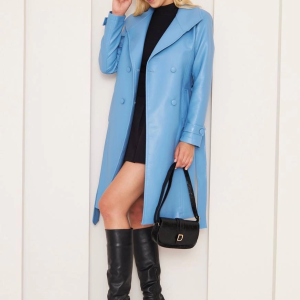 DÜĞMELİ UZUN DERİ KABAN