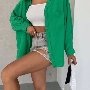 Ağaç kabuğu oversize arkası pileli gömlek