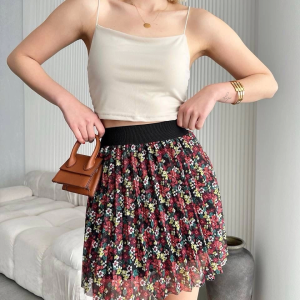 Baskılı astarlı mini etek