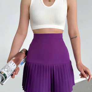 Altı pliseli mini etek Mor s24705