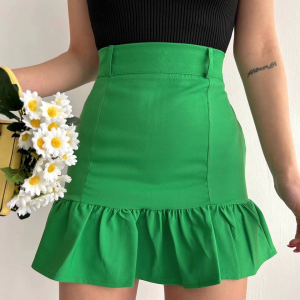 Altı fırfırlı etek yeşil s24817