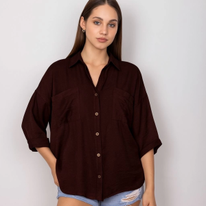 Cepli salaş gömlek koyu kahve t1010