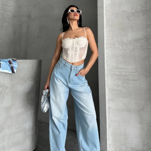 Baggy süper taş bıyık yıkama buz mavi d2007