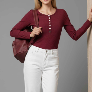 Çıtçıt Detaylı Bluz Bordo T4343