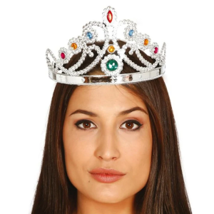 Gümüş Renk Plastik Prenses Tacı Kraliçe Tacı 60 cm
