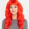 Kırmızı Renk Uzun Dalgalı Parti Peruğu