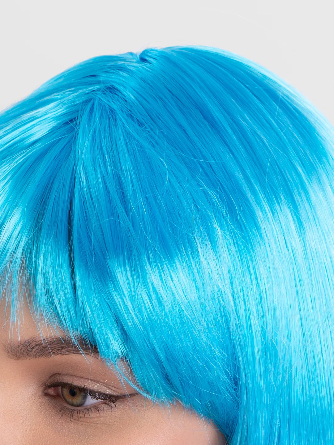 Turkuaz Açık Mavi Renk Düz Kesim Kısa Küt Parti Peruğu - Görsel 2