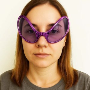 Retro Gözlük - 80 li 90 lı Yıllar Parti Gözlüğü Mor Renk 8x13 cm