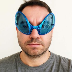 Retro Gözlük - 80 li 90 lı Yıllar Parti Gözlüğü Mavi Renk 8x13 cm