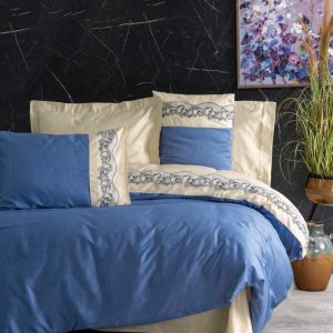 Nakışlı Çift Kişilik Saten Nev Takımı Amaya Bej