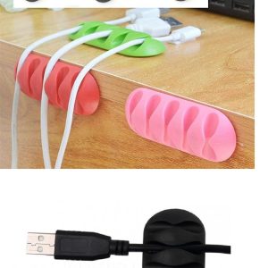 3 Adet 5 Bölmeli Yapışkanlı Kablo Düzenleyici Toplayıcı Organizer Ev Ofis Şarj Kablo Tutucu