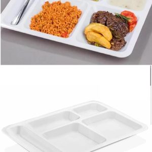 1 Adet 5 Bölmeli Kırılmaz Tabldot Tabak Self Servis Yemekhane Okul Lokanta Tabildot (40 cm x28 cm)