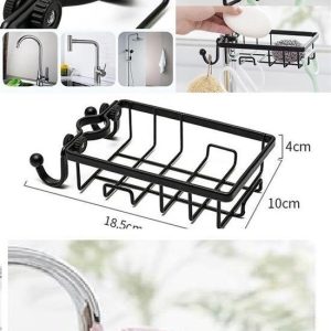 Musluğa Sabitlenen Çelik Bulaşık Süngeri  Katı Sabun Tutucu Askılı Musluk Rafı T1022