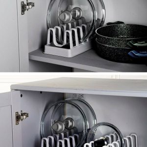 2 Adet 8 Bölmeli Tencere Kapak Rafı - Simple Tabaklık - Kapak Organizeri