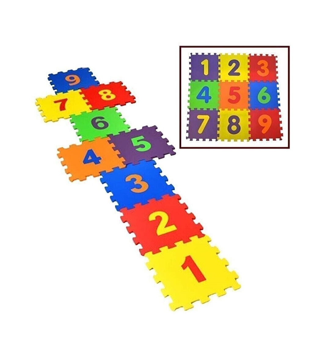 9 Parça Çocuk Oyun Karosu Eva Puzzle Yer Matı Sayılar Eğitici Oyun Halısı - Görsel 4