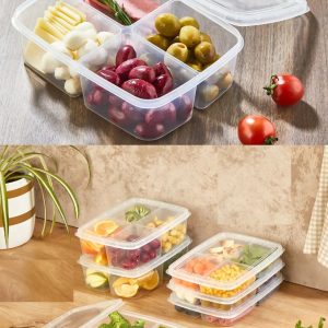 4 Bölmeli Diyet Saklama Kabı Öğünlük Kahvaltılık Piknik Beslenme Mikrodalga- Dipfriz uyumlu