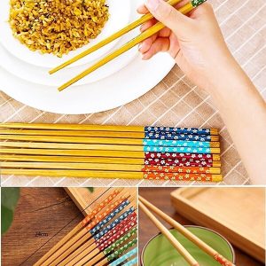 Bambu Chopstick Çubuk Yemek Çubuğu Yıkanabilir Tekrar Kullanılabilir (3 Çift- 6 Adet )
