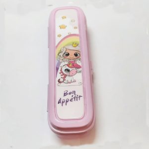 Pembe Multi Renkli Kapaklı Kalemlik Kutusu -Çanta İçi Saklama - Diş Fırçası - Makyaj Fırçası Kutu
