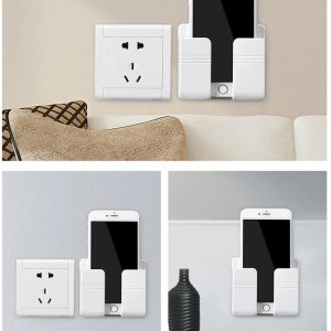 2 Li Plastik Cep Telefonu Duvar Şarj Standı - Kumanda Organizer