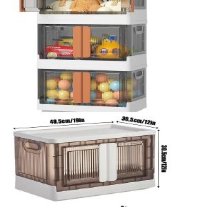 1 Adet Katlanabilir Konteyner Saklama Kapaklı Plastik Tekerlekli Oyuncak – Çamaşır –Mutfak Banyo