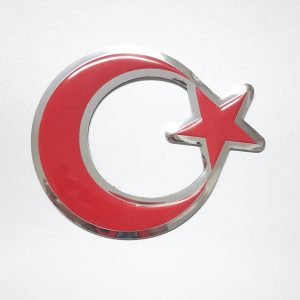 12 Cm Yuvarlak Plastik Yapışkanlı Ay Yıldız Arma