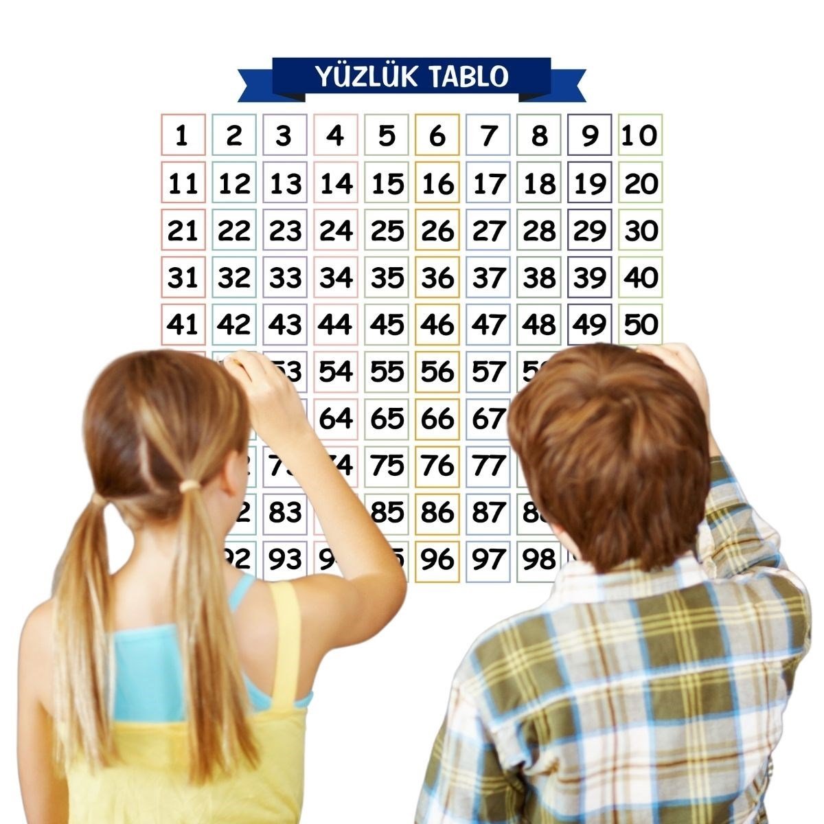 İz Bırakmaz Akıllı Kağıt Yapışkansız Statik 60x60 cm Matematik Öğreten Yüzlük Tablo - Görsel 3
