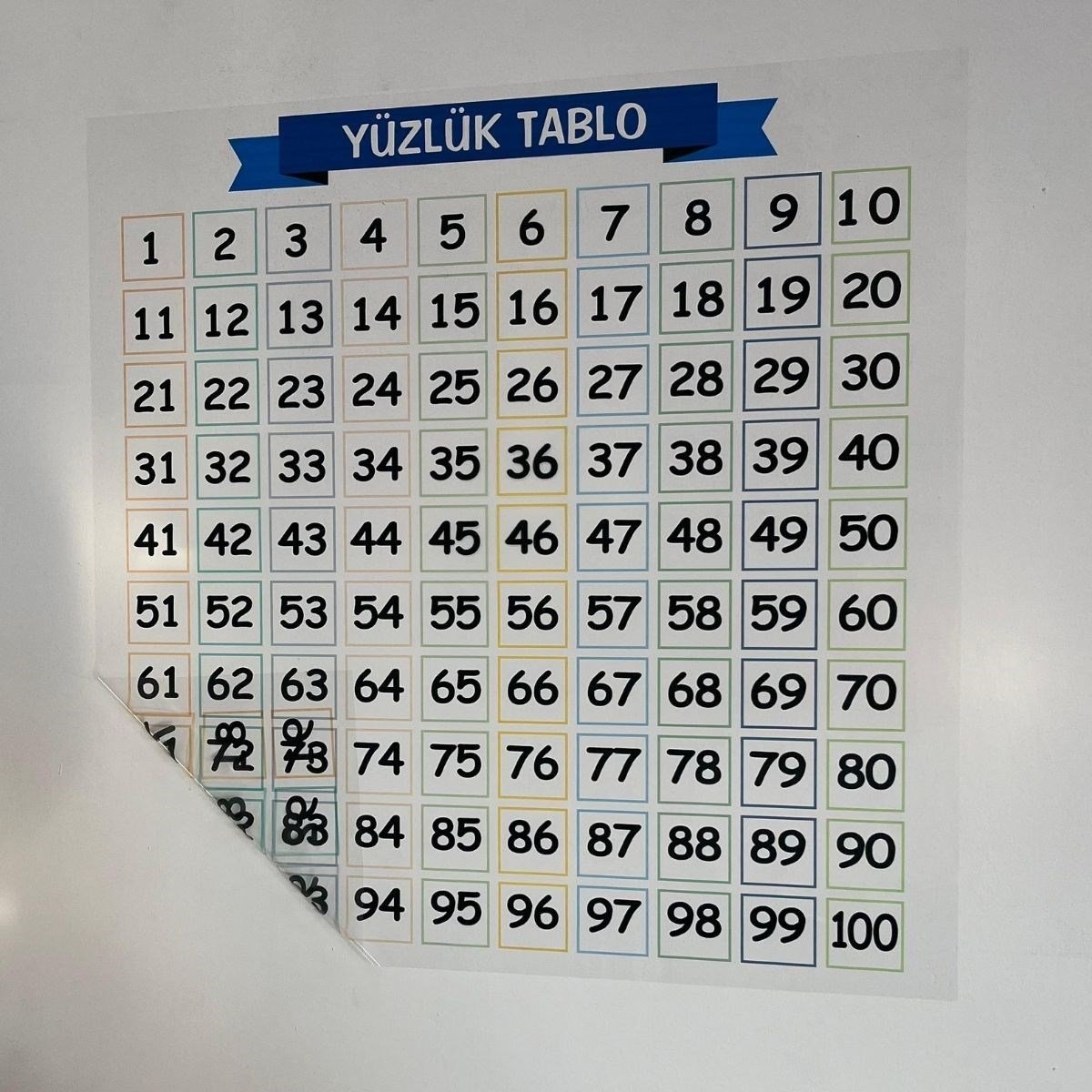 İz Bırakmaz Akıllı Kağıt Yapışkansız Statik 60x60 cm Matematik Öğreten Yüzlük Tablo - Görsel 5