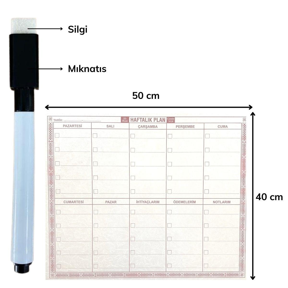 Kendiliğinden Yapışkanlı Kalemli Haftalık Planlayıcı Şeffaf 40cm-50cm - Görsel 2