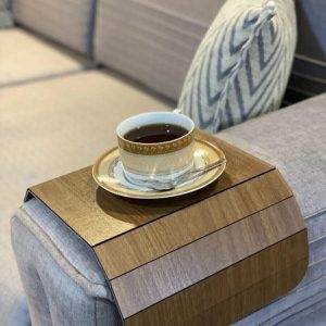 Kahverengi Koltuk Kenarı Ahşap Kaymaz Tepsi