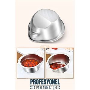 Engithalat Pirinç Süzgeci Makarna Salata Süzgeci 304 Paslanmaz Çelik Mink Design