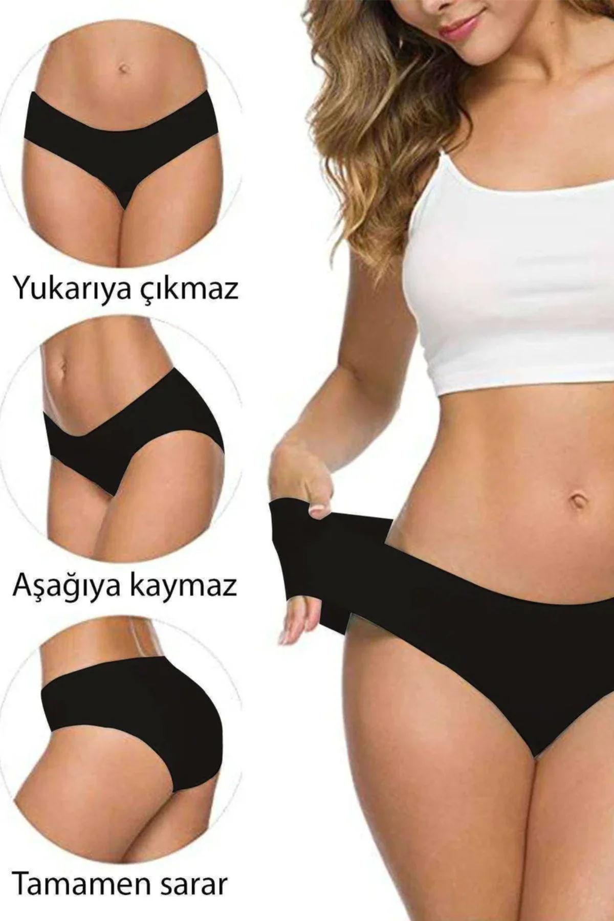 2 Adet Kadın Dikişsiz Lazer Kesim Esnek İz yapmayan Külot S1 - Görsel 5
