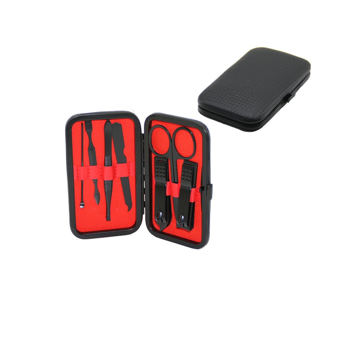 7 PCS - SİYAH MANİKÜR - PEDİKÜR SETİ SİYAH CÜZDAN MODELİ ÇANTALI (5296)