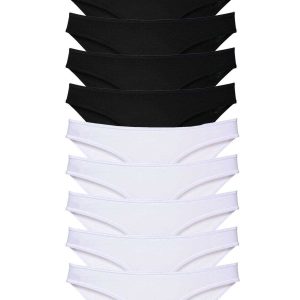 10 adet Eko Set Likralı Kadın Slip Külot Siyah Beyaz