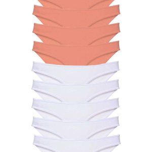 10 adet Eko Set Likralı Kadın Slip Külot Pudra Beyaz