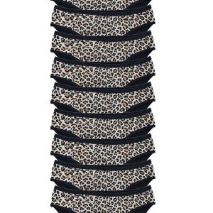 10 Adet Leopar Desenli Likralı Yumuşak Dokulu Kadın Slip Külot