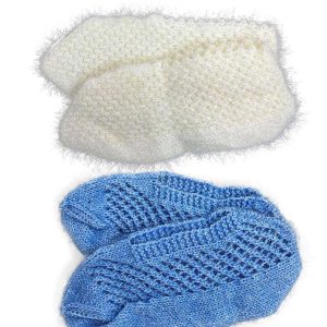 2 Çift Kışlık Şık Kadın Yün Patik Krem Mavi