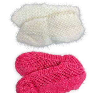 2 Çift Kışlık Şık Kadın Yün Patik Krem Pembe