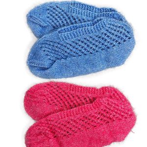 2 Çift Kışlık Şık Kadın Yün Patik Mavi Pembe