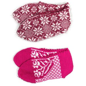 2 Çift Kışlık Şık Kadın Yün Patik Bordo Fuşya