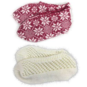 2 Çift Kışlık Şık Kadın Yün Patik Bordo Krem