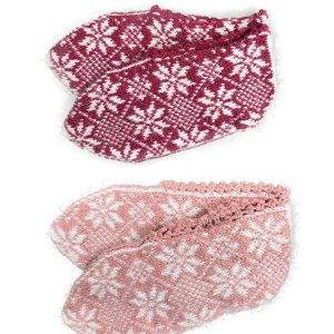 2 Çift Kışlık Şık Kadın Yün Patik Bordo Pudra