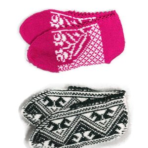 2 Çift Kışlık Şık Kadın Yün Patik Fuşya Siyah