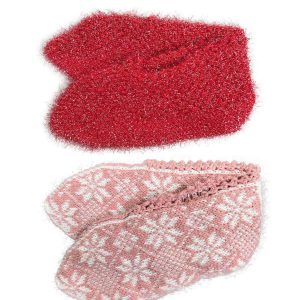 2 Çift Kışlık Şık Kadın Yün Patik Kırmızı Pudra