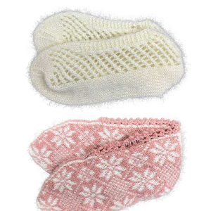 2 Çift Kışlık Şık Kadın Yün Patik Krem Pudra