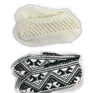 2 Çift Kışlık Şık Kadın Yün Patik Krem Siyah