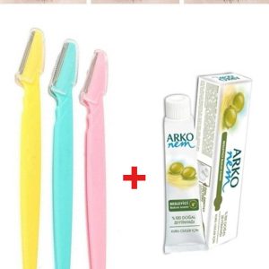 3 Adet Kaş Şekillendirici Ustura Arko Nem Zeytinyağı Kremi 20 cc