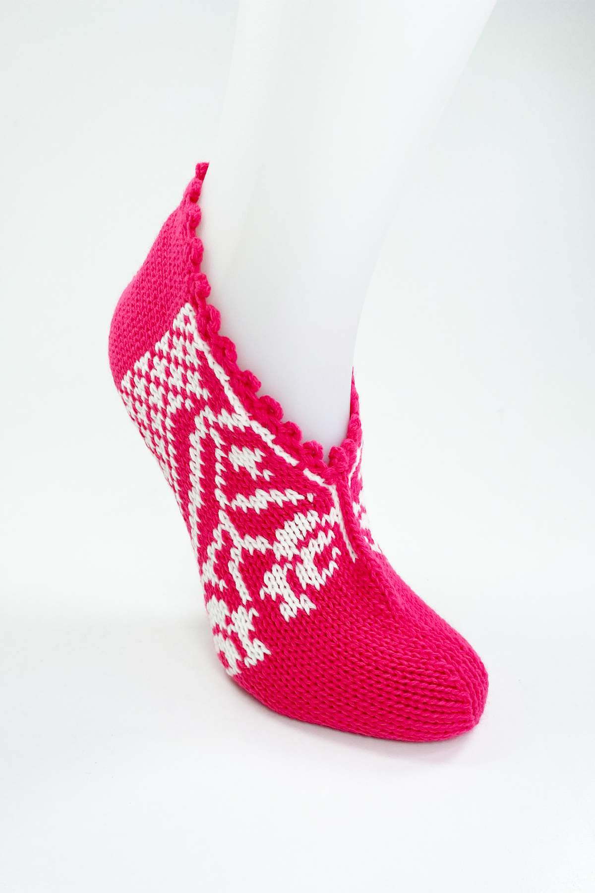 2 Çift El Örgüsü Kışlık Şık Kadın Yün Patik Set 8 - Görsel 4